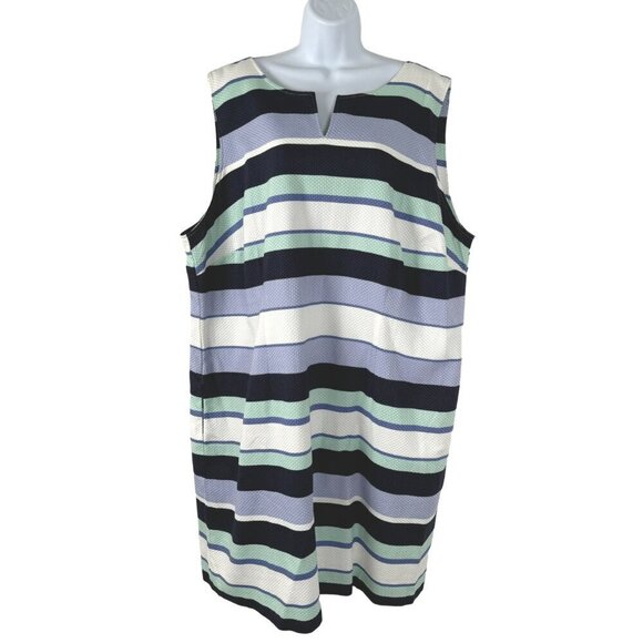 Talbots Dress 24W Sleeveless Striped Multicolored Cotton‎ Spandex NWT DR-1584 - Picture 1 of 9